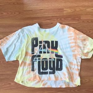 A pink tie-dye crop top